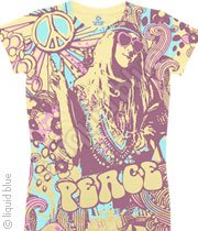 Hippie Dippie Peace Rebel Yellow Junior Long Length Shirt
