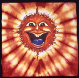 Sunface on Red Tie-Dye T-Shirt