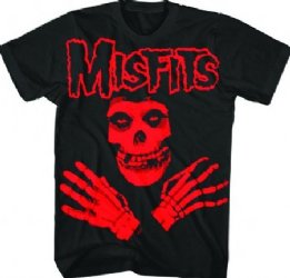 Misfits Red Arms Crossed Skeleton Black T-Shirt