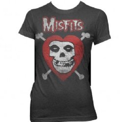 Misfits Heart with Bones Charcoal Heather Junior Shirt