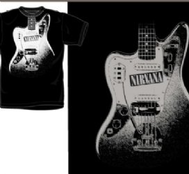 Nirvana Guitar Image Discharge Black T-Shirt
