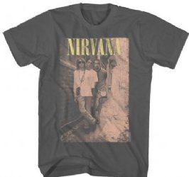 Nirvana Brick Wall Alley Photo Charcoal T-Shirt