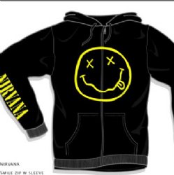 Nirvana Smile Black Zip Hoodie -- one of many great hoodies at BluesConspiracy.com