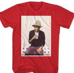 Pharrell Williams Sitting With Drink Red T-Shirt
