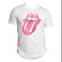 Rolling Stones Classic Distressed Tongue White T-Shirt