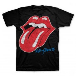 Rolling Stones 89 Distressed Tongue Black T-Shirt