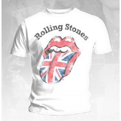 Rolling Stones Distressed Union Jack White T-Shirt