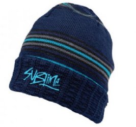 Sublime Striped Blue and Black Long Beanie -- one size fits all