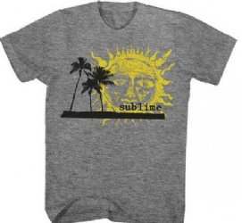 Sublime Palm Trees With Sun Heather Grey Slim Fit T-Shirt