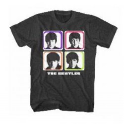 The Beatles Four Colored Squares Black T-Shirt