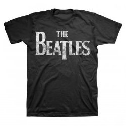 The Beatles Distressed Logo Black T-Shirt
