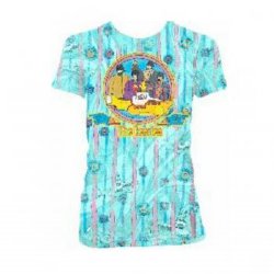 The Beatles Yellow Sub Stripes All Over Junior Shirt