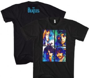 The Beatles Psychedelic Four Black T-Shirt
