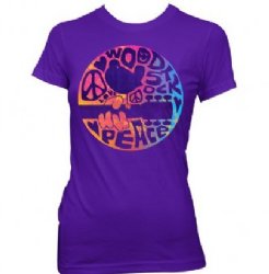 Woodstock Peace Guitar Logo Purple Junior Tissue Shirt