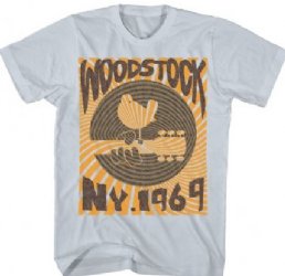 Woodstock Striped NY 1969 Silver Slim Fit T-Shirt
